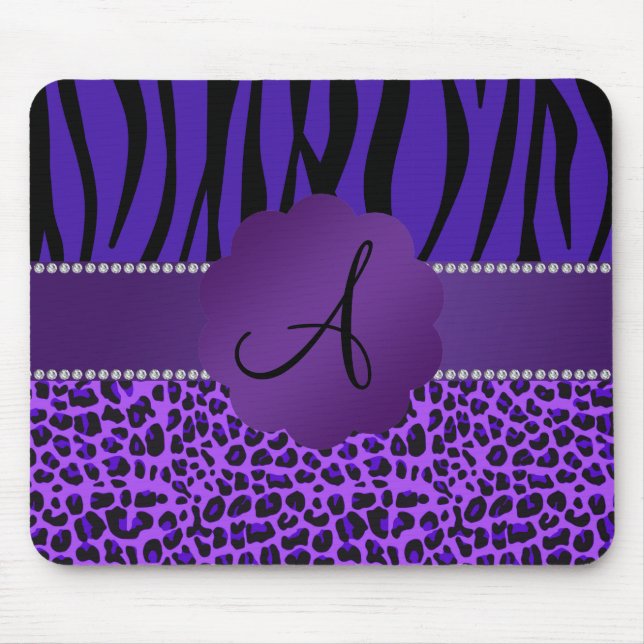 Zebra mönstrad purpurfärgad leopard för Monogram Musmatta (Framsidan)