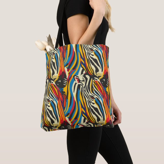 Zebra mönstrad Rainbow Rand Tygkasse (Närbild)