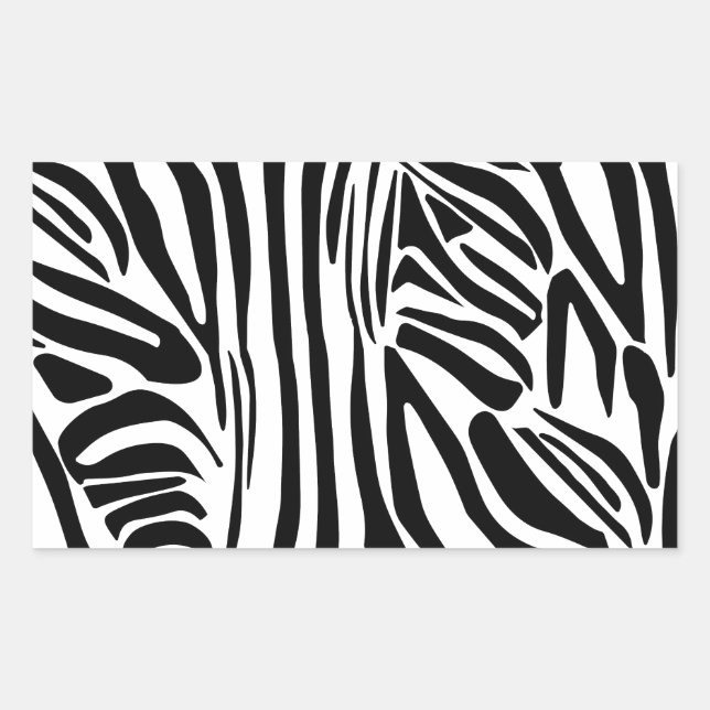 Zebra mönstrad rektangulärt klistermärke (Framsida)