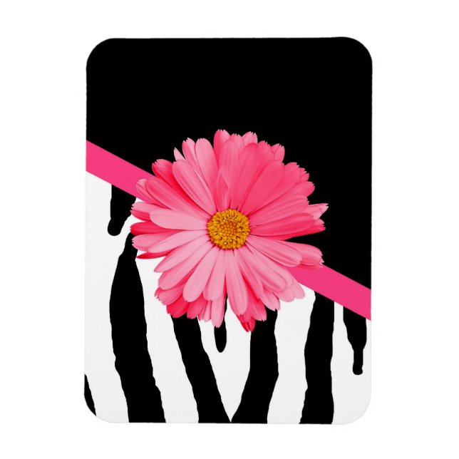 Zebra mönstrad Rosa Daisy Magnet (Vertikal)