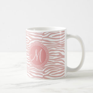 Zebra mönstrad rosor & vit kaffemugg