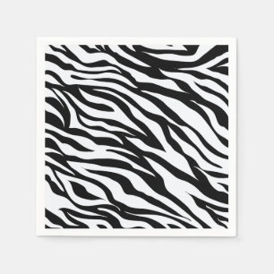 Zebra mönstrad utskrift av svartvitt jungle pappersservett