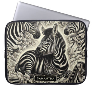 Zebra mönstrad Vintage Laptop Fodral