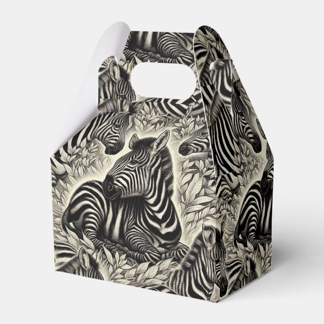 Zebra mönstrad Vintage Presentaskar (Framsidan Sidan)