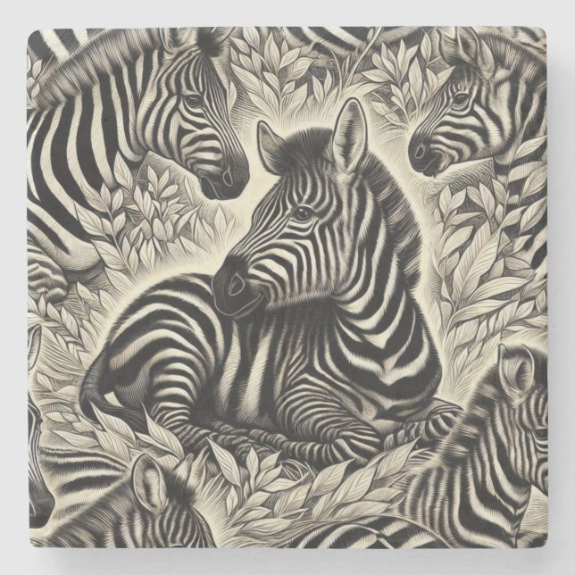 Zebra mönstrad Vintage Stenunderlägg (Framsidan)