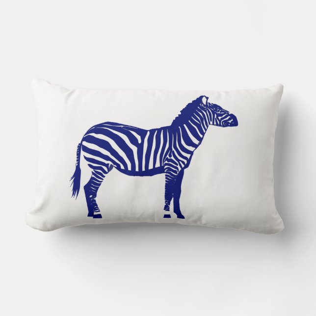 Zebra - Mörk Cobalt Blue and White Lumbarkudde (Framsida)