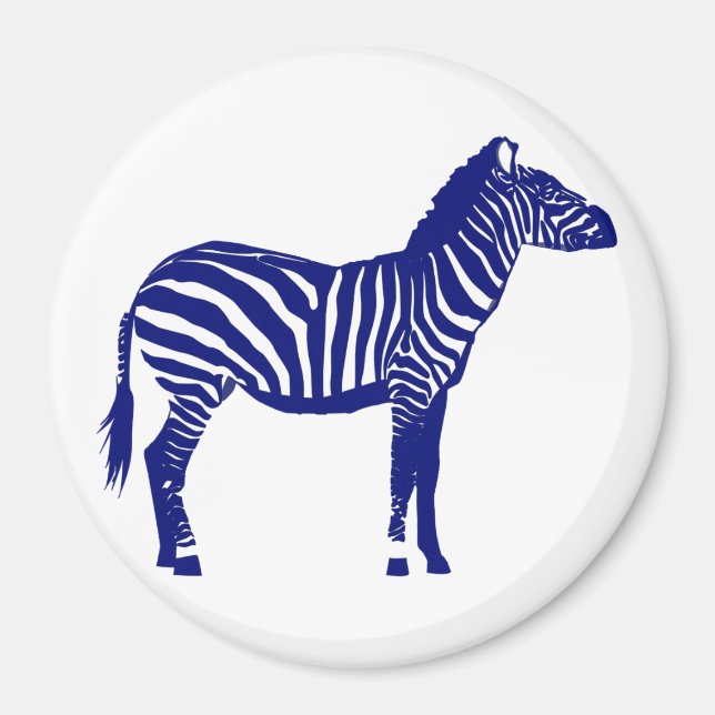 Zebra - Mörk Cobalt Blue and White Magnet (Framsidan)