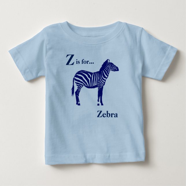 Zebra - Mörk Cobalt Blue and White Tee Shirt (Framsida)