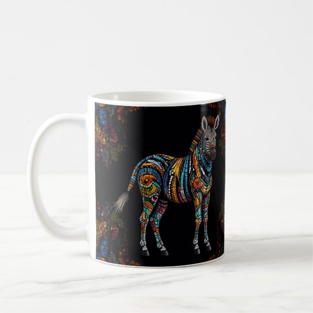 Zebra Mosaic Stached Glass Kaffemugg (Vänster)