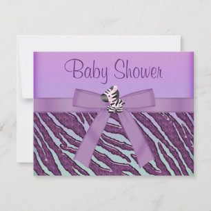 Zebra & Muffinss Lila Baby Shower Inbjudningar