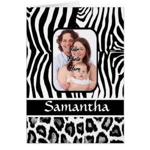 Zebra och cheetah-tryck hälsningskort