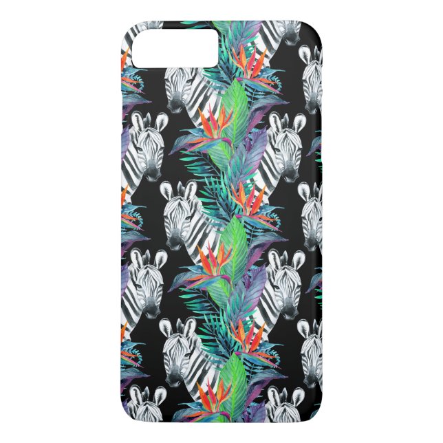 Zebra och exotiska blommor Mönster Case-Mate iPhone Skal (Baksida)