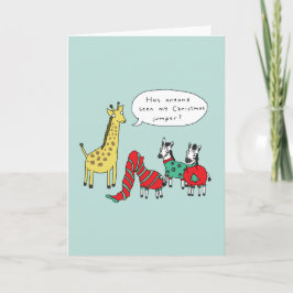Zebra och Giraffe-julkort | Klassisk Tecknad Helgkort