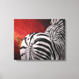 Zebra och Oxpecker Canvastryck