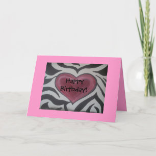 Zebra och Rosa Grattis på födelsedagen kort! Kort