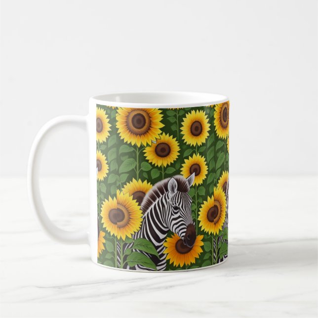 Zebra och solblommor kaffemugg (Vänster)