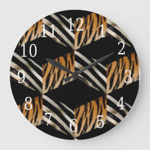 Zebra och Tiger Round Clock Stor Klocka