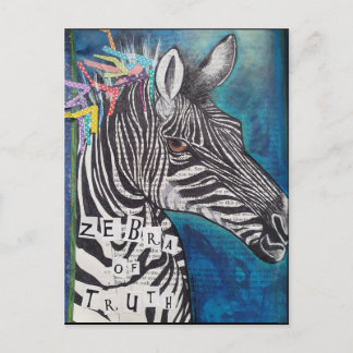 "Zebra of Truth"-funky - vykort för blandade medie