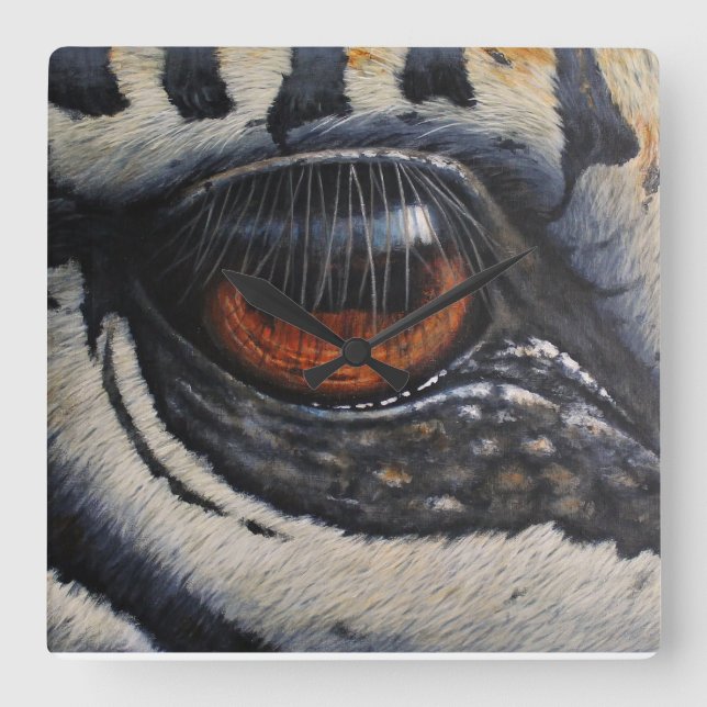 Zebra Öga Wall Clock Fyrkantig Klocka (Framsida)