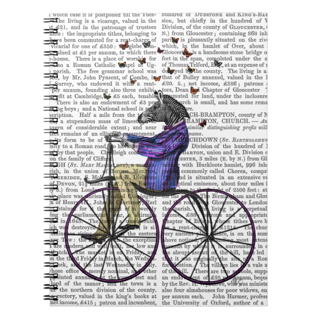 Zebra On Bicycle Anteckningsbok Med Spiral (Framsidan)