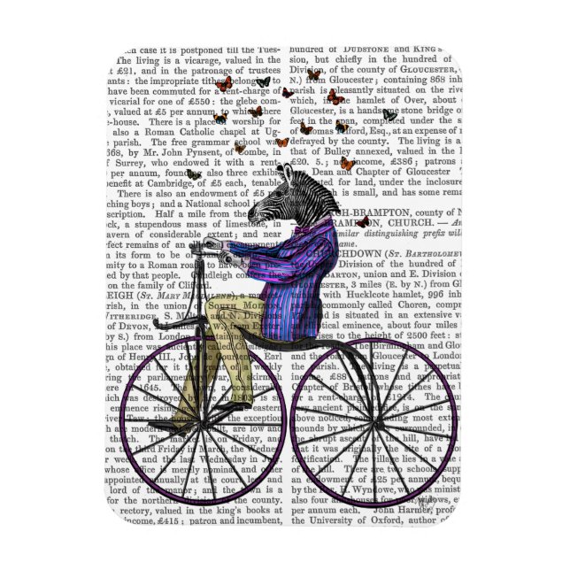 Zebra On Bicycle Magnet (Vertikal)