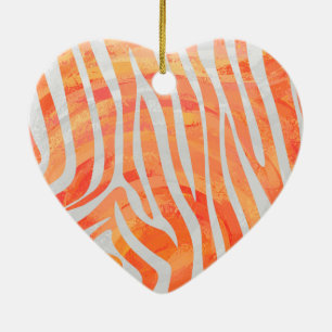 Zebra-Orange och vit utskrift Julgransprydnad Keramik
