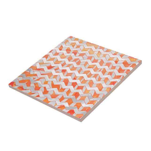 Zebra-Orange och vit utskrift Kakelplatta (Sidan)