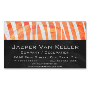 Zebra-Orange och vit utskrift Magnetiska Visitkort