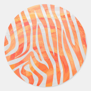Zebra-Orange och vit utskrift Runt Klistermärke