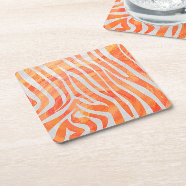 Zebra-Orange och vit utskrift Underlägg Papper Kvadrat (Vinklad)