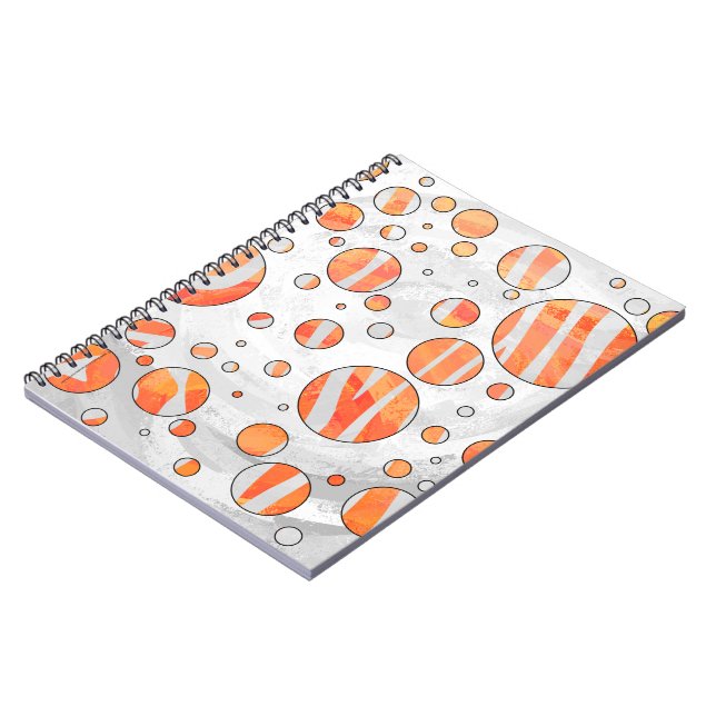 Zebra Orange och White Polka Dot Anteckningsbok Med Spiral (Vänstra Sidan)