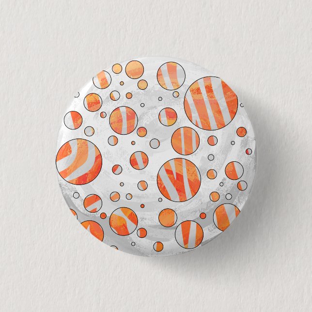 Zebra Orange och White Polka Dot Knapp (Framsida)