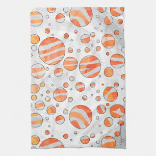 Zebra Orange och White Polka Dot Kökshandduk