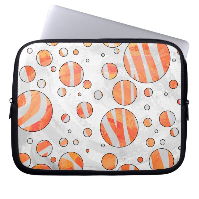 Zebra Orange och White Polka Dot Laptop Sleeve (Framsidan)