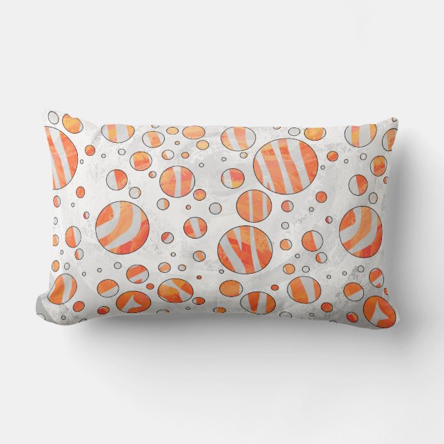 Zebra Orange och White Polka Dot Lumbarkudde (Framsida)