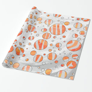 Zebra Orange och White Polka Dot Presentpapper