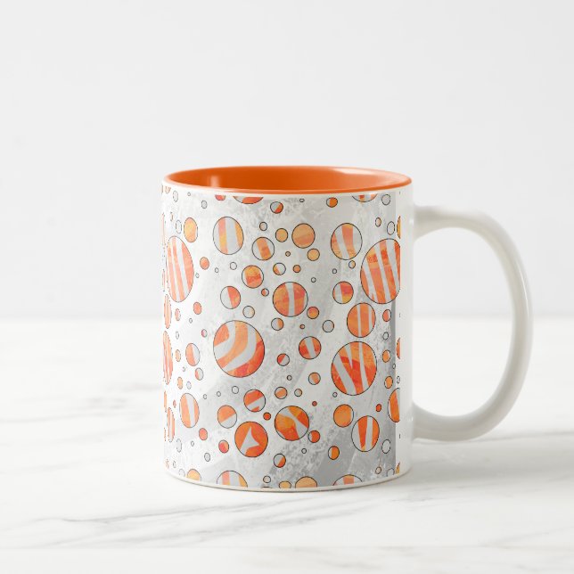 Zebra Orange och White Polka Dot Två-Tonad Mugg (Höger)