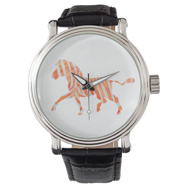Zebra Orange och White Silhouette Armbandsur (Framsida)