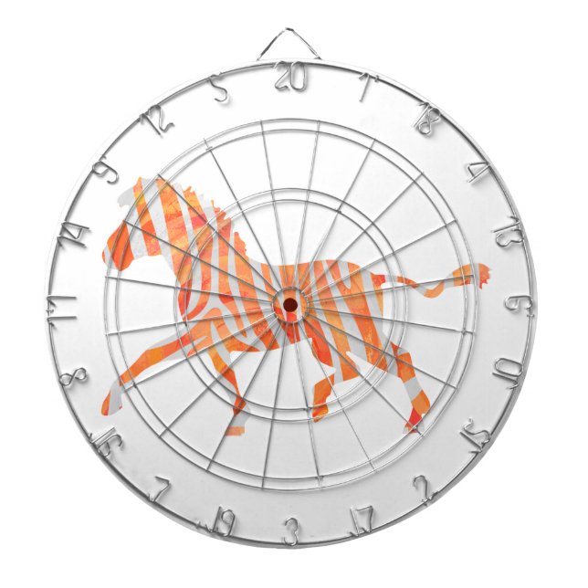 Zebra Orange och White Silhouette Darttavla (Framsidan)