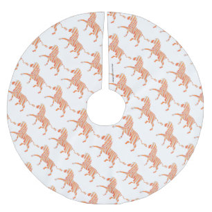Zebra Orange och White Silhouette Julgransmatta Borstad Polyester