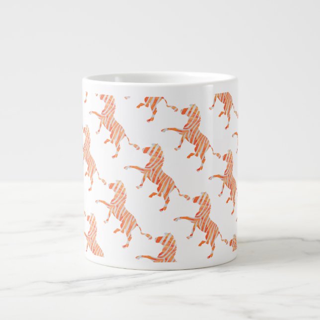 Zebra Orange och White Silhouette Jumbo Mugg (Framsidan)