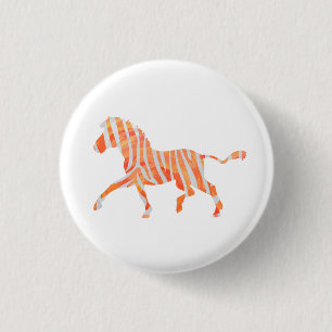 Zebra Orange och White Silhouette Knapp