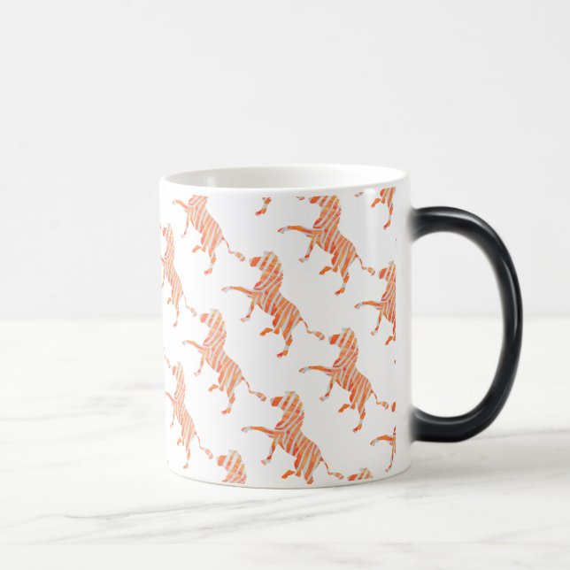 Zebra Orange och White Silhouette Magisk Mugg (Höger)