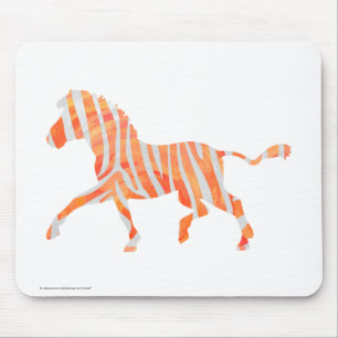 Zebra Orange och White Silhouette Musmatta
