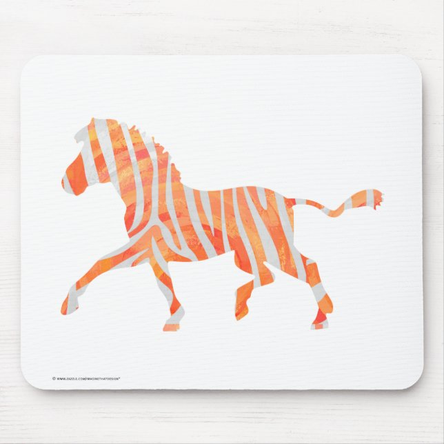 Zebra Orange och White Silhouette Musmatta (Framsidan)