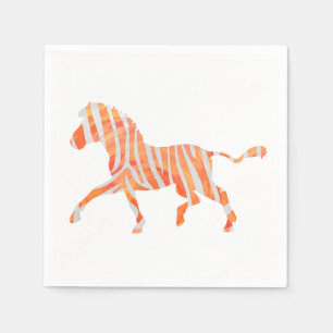 Zebra Orange och White Silhouette Pappersservett