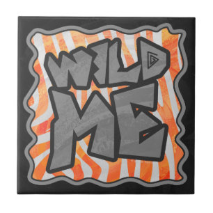 Zebra Orange och White Vild me Kakelplatta