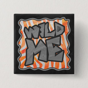 Zebra Orange och White Vild me Knapp