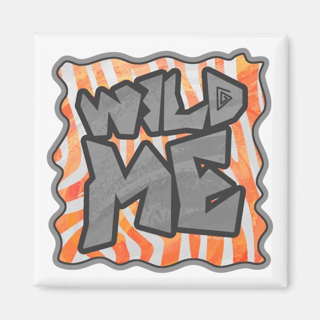 Zebra Orange och White Vild me Magnet (Framsidan)
