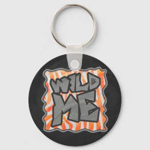Zebra Orange och White Vild me Nyckelring